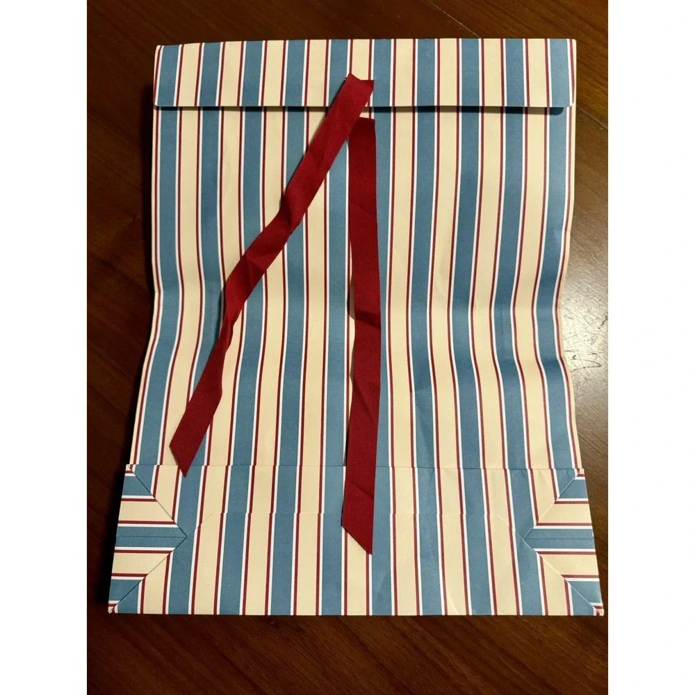 Sézane French Striped Gift Bags Holiday Wrap with Red Ribbon 16